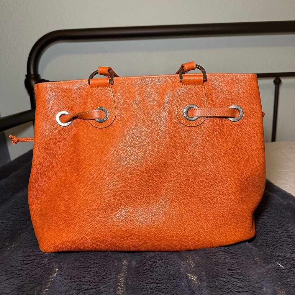 Longchamp Orange Pebbled Leather Purse Vintage